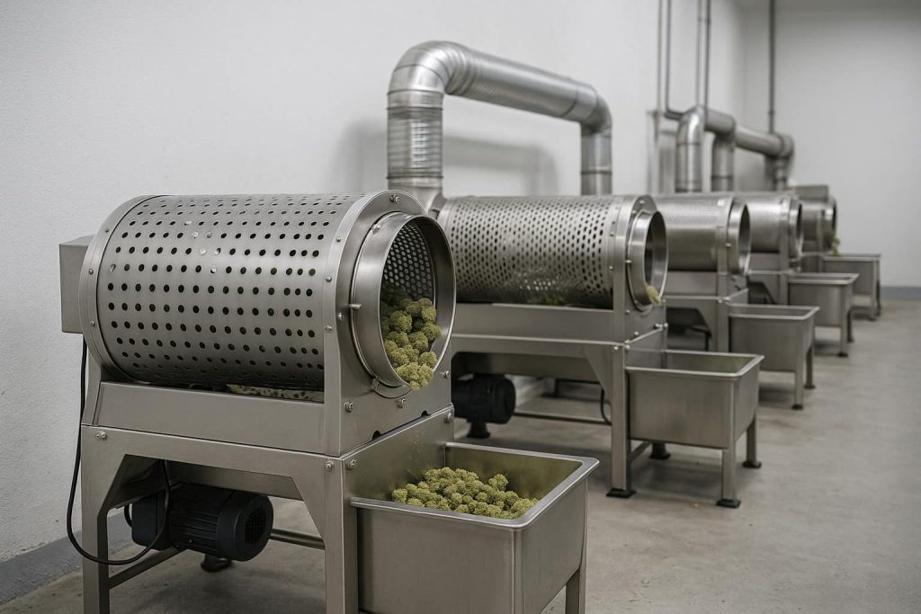 Peladoras industriales de cogollos en sala profesional de trimming