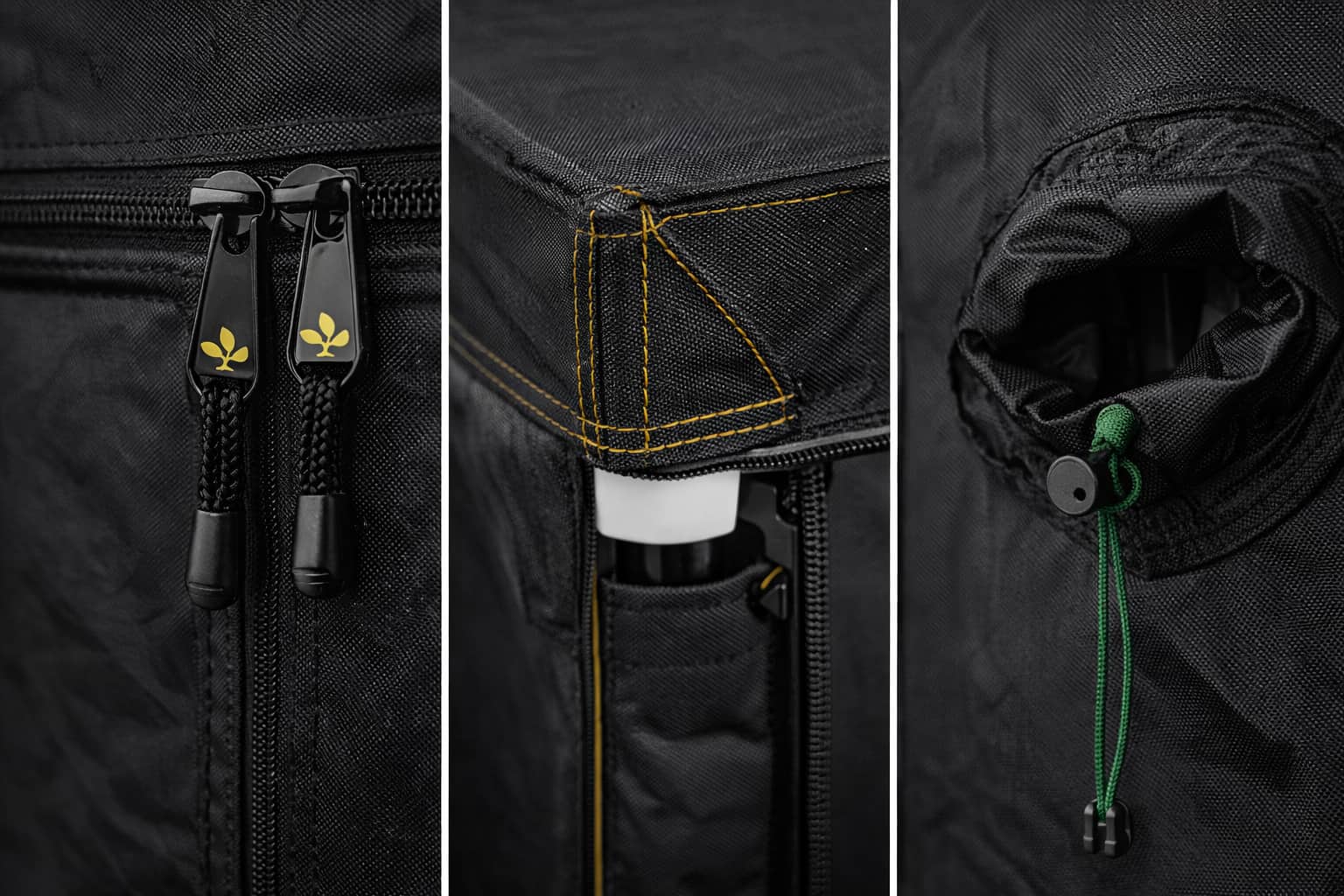 Detalles de cremalleras, costuras reforzadas y pasacables en armarios Secret Jardin