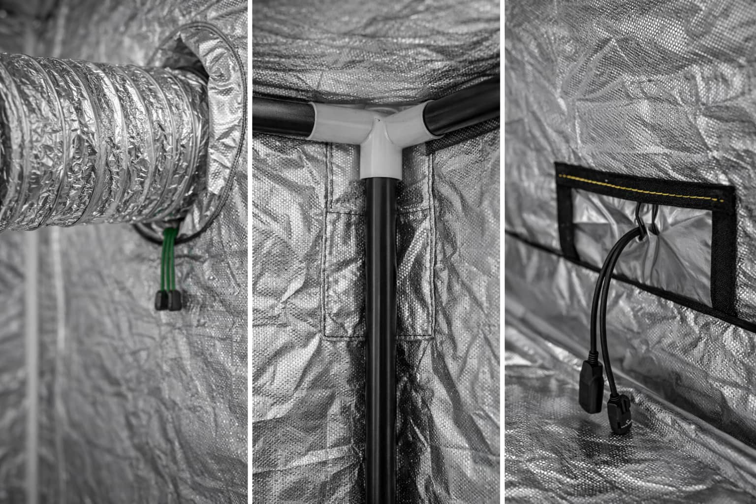 Interior de armario Secret Jardin con estructura y entradas de ventilación