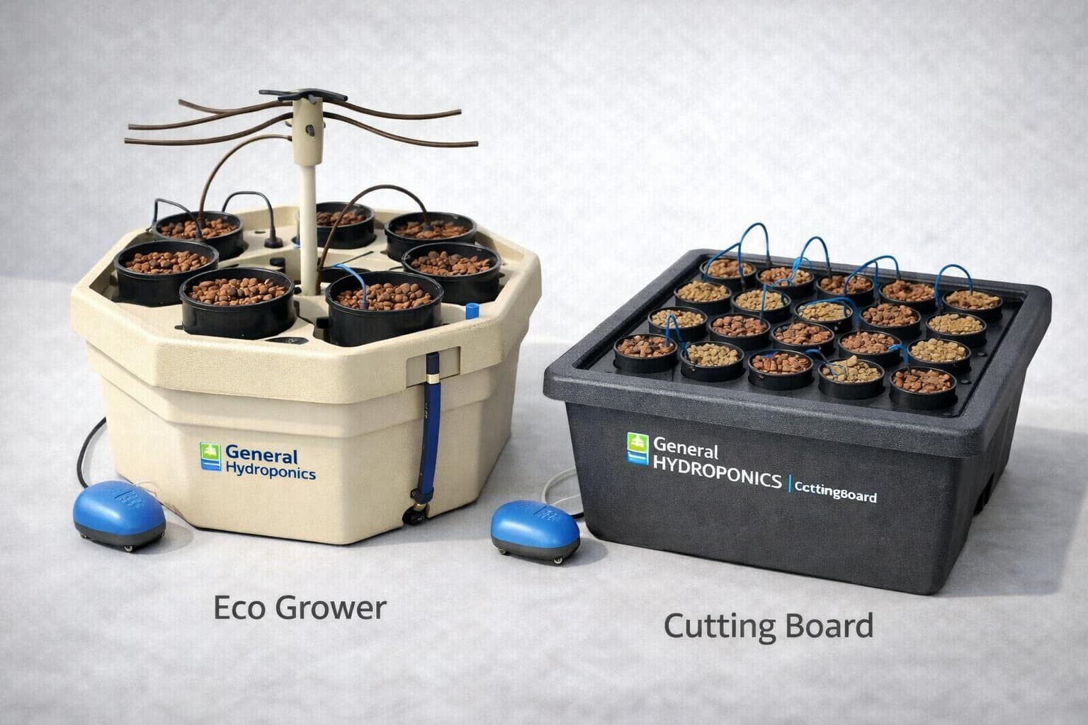 Sistemas hidropónicos General Hydroponics Eco Grower y Cutting Board para cultivo indoor