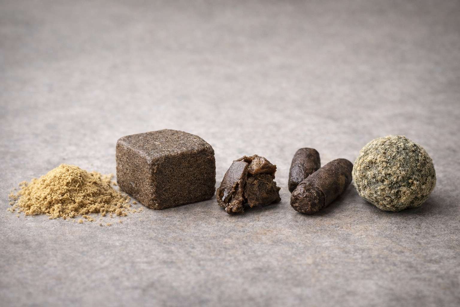 Diferentes tipos de hash CBD legal: polen dry sift, charas, hash prensado y formatos gourmet