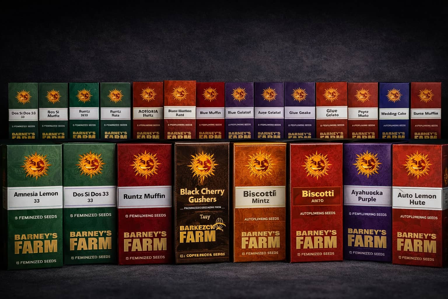 Catálogo de semillas Barney’s Farm con variedades feminizadas y autoflorecientes