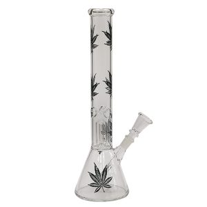 Bong Cristal Ice Percolator Black Leaves 35 cm.
