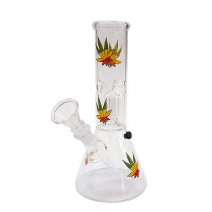 Bong Cristal Ice Percolator Rasta Leaves 21 cm.