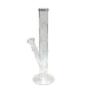 Bong Cristal Recto Hoja Tallada 26 cm.