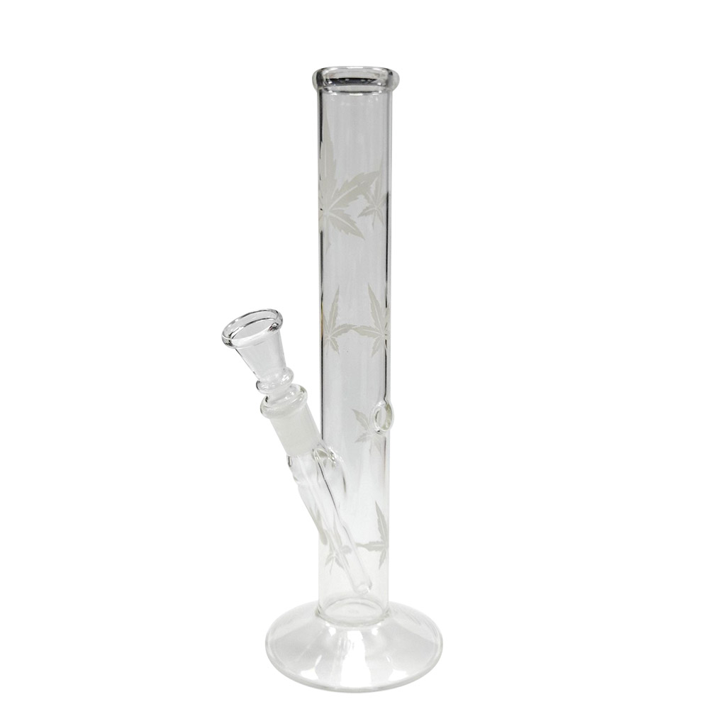 Bong Cristal Recto Hoja Tallada 26 cm.