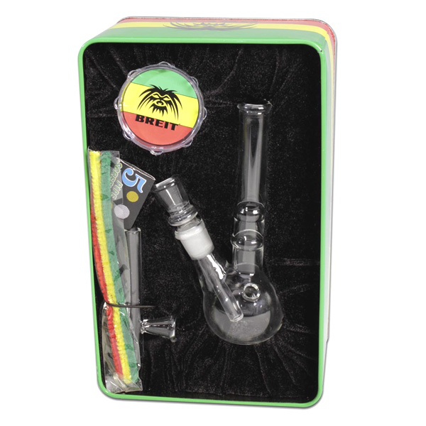 Bong Cristal Set Grinder & Limpiador de Pipa 18 cm. mod. 3