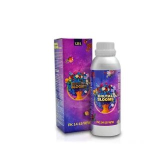 Envase de Brutal Blooms abono para plantas