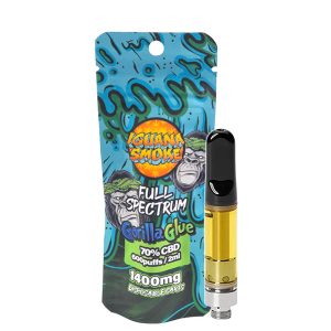 CBD Cartridge Tip Iguana Smoke Full Spectrum 70% Gorilla Glue 2 ml.