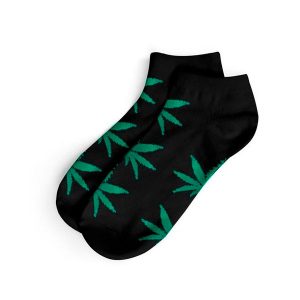Calcetines Cannabicos Hombre Cortos Negro & Verde