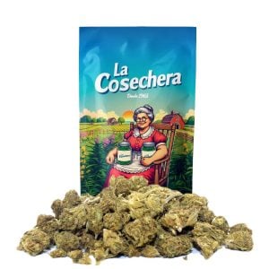 Flores CBD La Cosechera Small Buds Critical + en envase transparente para uso aromático y artesanal