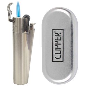 Clipper Metal Jet Flame Silver Mate 1 ud.