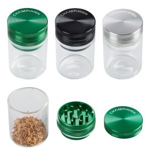 Contenedor Aluminio & Cristal Hermetico & Grinder 50 mm. Mix Color