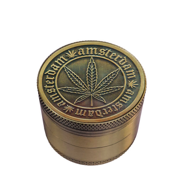 Grinder Polinizador Metal Leaf Amsterdam Gold 50 mm 4 partes