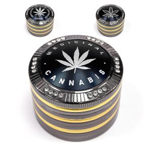 Grinder Polinizador Metal Leaf Black 52 mm 4 Partes