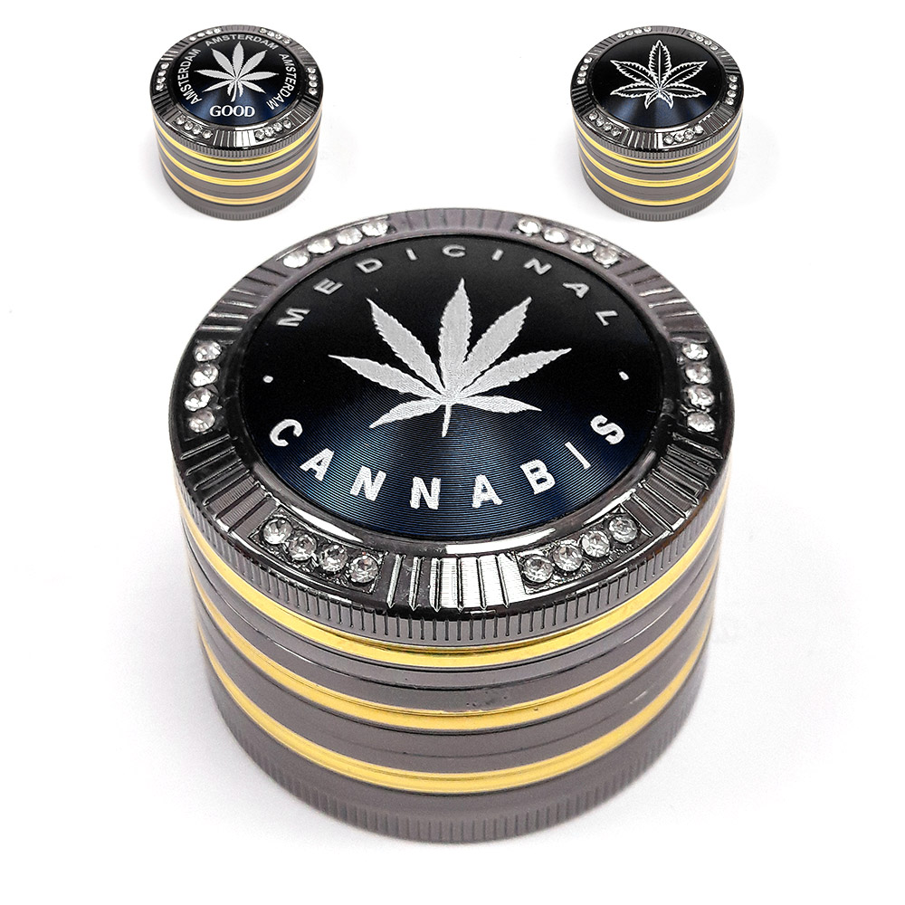 Grinder Polinizador Metal Leaf Black 52 mm 4 Partes