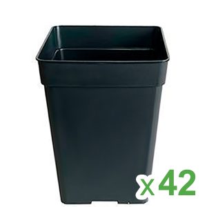 Maceta Cuadrada Negra 20 x 20 x 27.5 cm. 7 lt. - 42 ud.