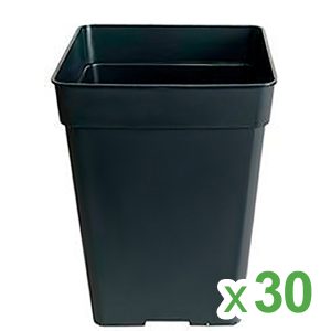 Maceta Cuadrada Negra 23 x 23 x 28 cm. 11 lt. - 30 ud.