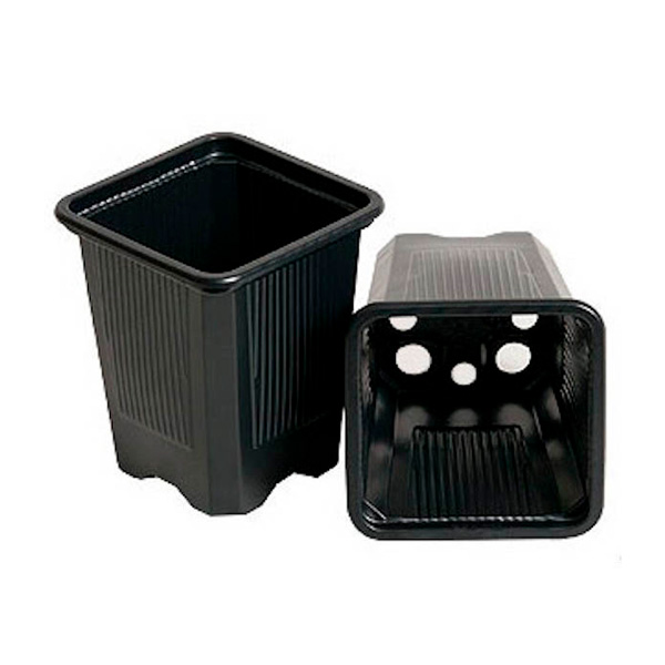 Maceta Cuadrada Negra 7 x 7 x 8 cm. 0.23 lt. - 100 ud.