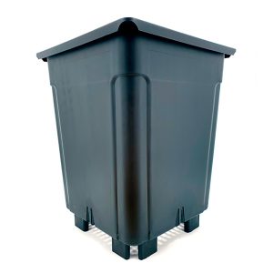 Maceta Cuadrada Negra Base Elevada 20 x 20 x 28 cm. 7 lt.