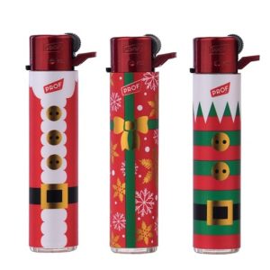 Mechero Round Flint Regulador Piedra & Gas Refill 25 ud. Christmas