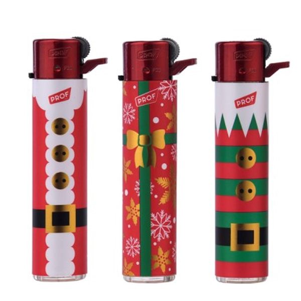 Mechero Round Flint Regulador Piedra & Gas Refill 25 ud. Christmas