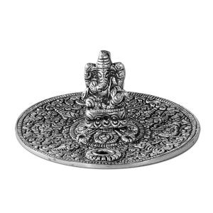 Porta Incienso Metal Ganesha Ø 11 cm. Silver