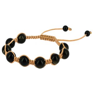 Pulsera Shambala Obsidiana Dorada