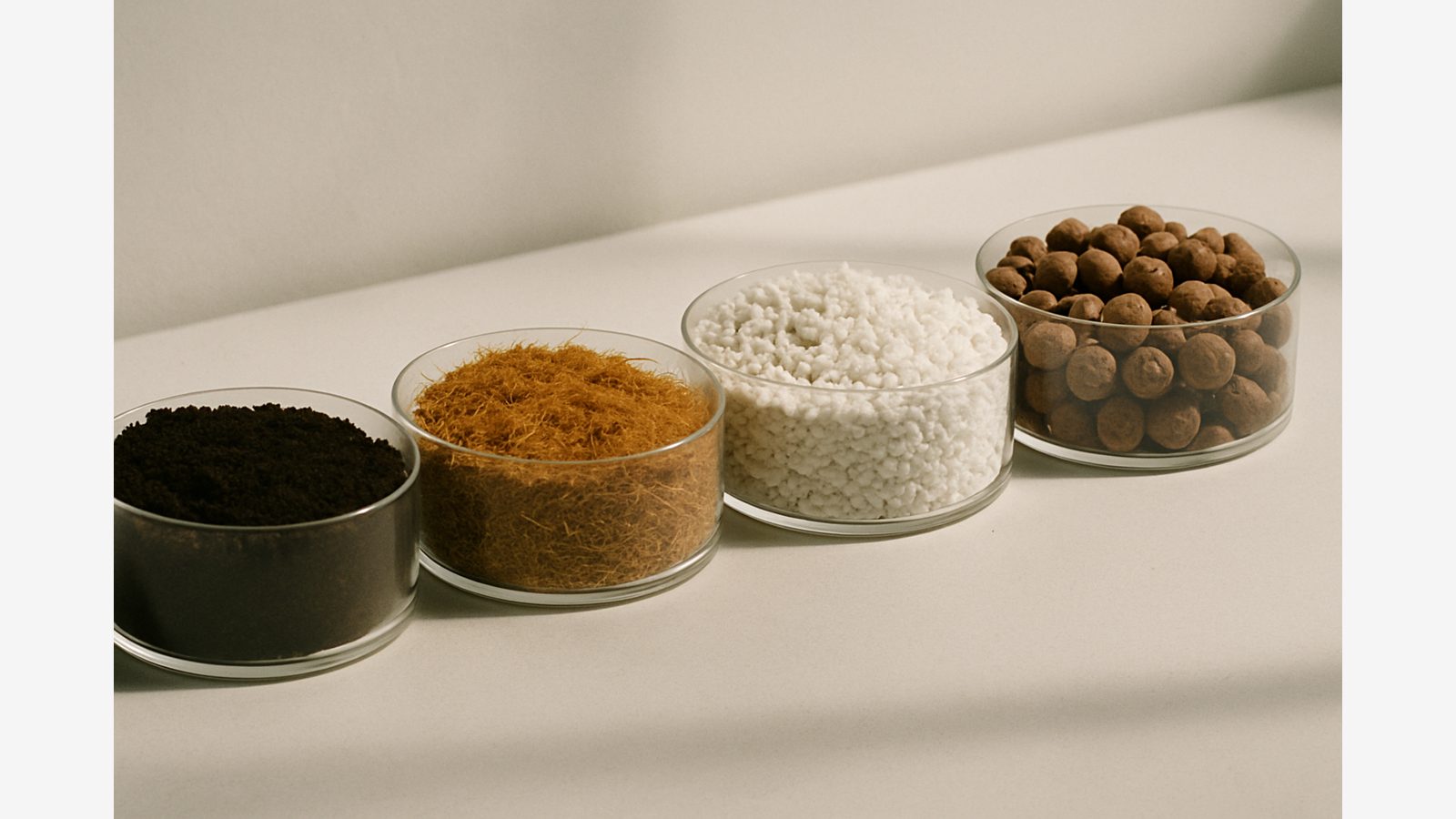 Tipos de sustrato para cultivo indoor en recipientes transparentes