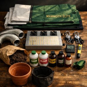 Desglose completo de equipos para montar armario cultivo: armario fabric Mammoth, LED 400W, extractor, poleas, medidores, sus